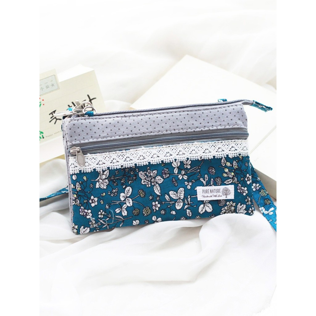 Bolsa para celular feminina 2025 verão mão-transporte Horizontal Mini bolsa mensageiro pequena tecido fresco zíper All-M