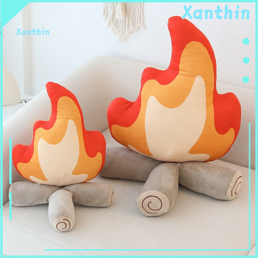 Flame Doll Toy Fake Campfire Plush – Soft Stuffed Bonfire Cute Cartoon Firewood Cushion Funny Camping Decoration Cozy