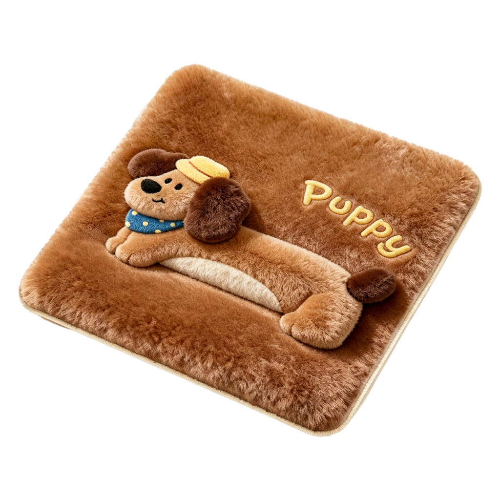 Soft Chair Cushion Plush Seat Pad Square Cozy with Cute Puppy Cat Pattern 15.8x15.8 Non-slip Backing Comfortable Dining