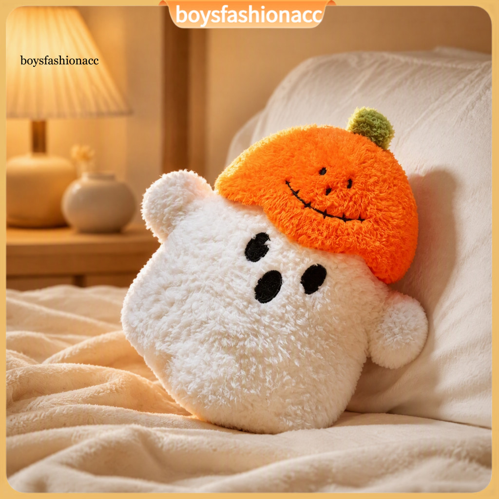 Halloween Pumpkin Ghost Plush Pillow Soft Cute Stuffed Sofa Cushion Spooky Huggable Throw for Room Festive Home Decor Pe