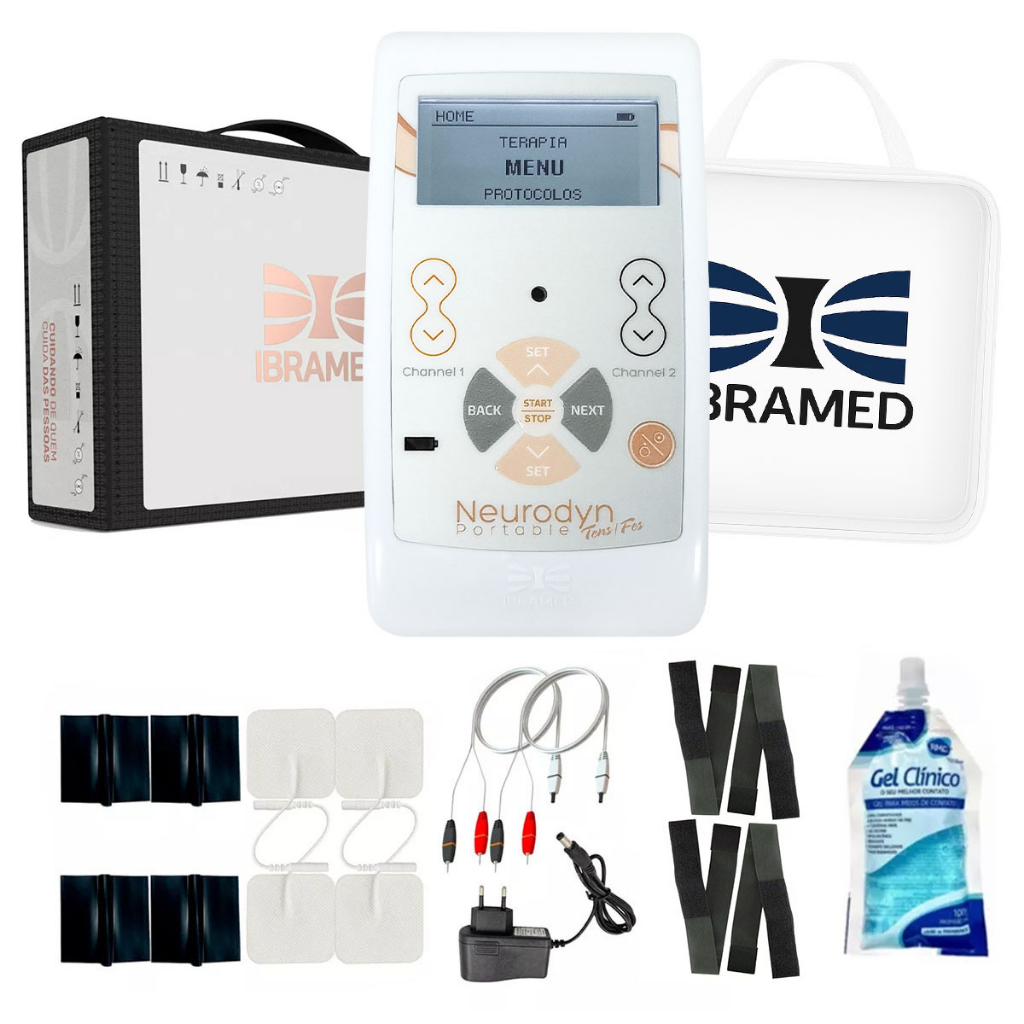 Neurodyn Tens Fes + 4 Eletrodos adesivos + 2 Cintas Elasticas - Ibramed