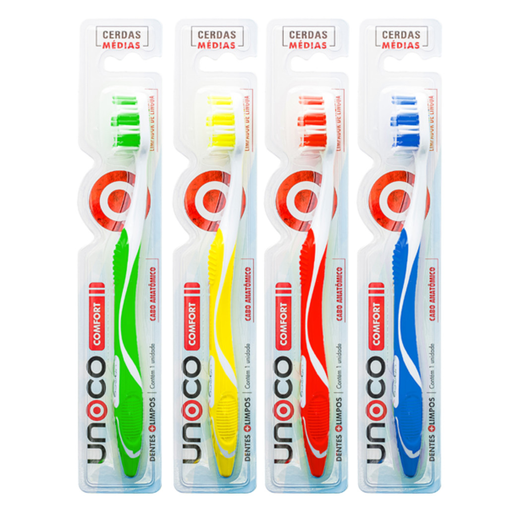 ESCOVA DENTAL UNOCO CONFORT MÉDIA UNITÁRIA - 12 UNIDADES
