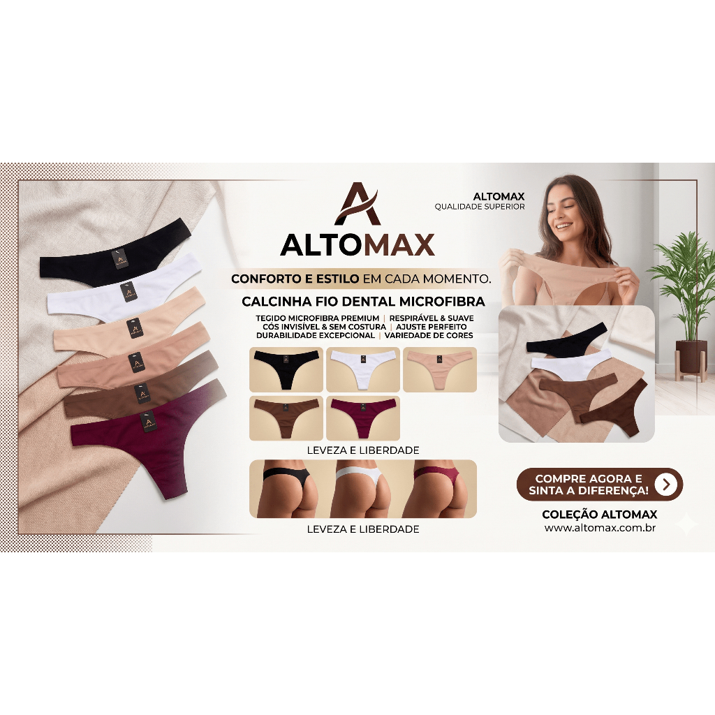 KIT 04 CALCINHAS FEMENINA FIO DENTAL CONFORT SENSUAL