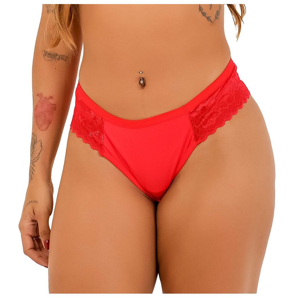 Calcinha Fio Dental Microfibra Asa Delta Com Renda Confort Empina Bumbum | Empório Da Roupa