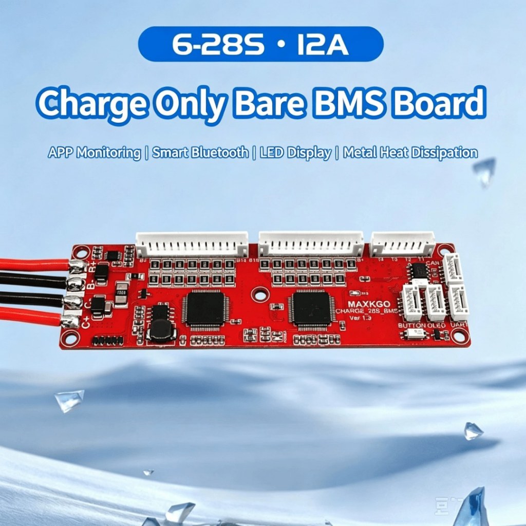 MAXKGO 6S-28S 12A Carga Inteligente Apenas Placa BMS APP Monitor Li-ion LiFePO4 De Proteção De Bateria Com Display OLED