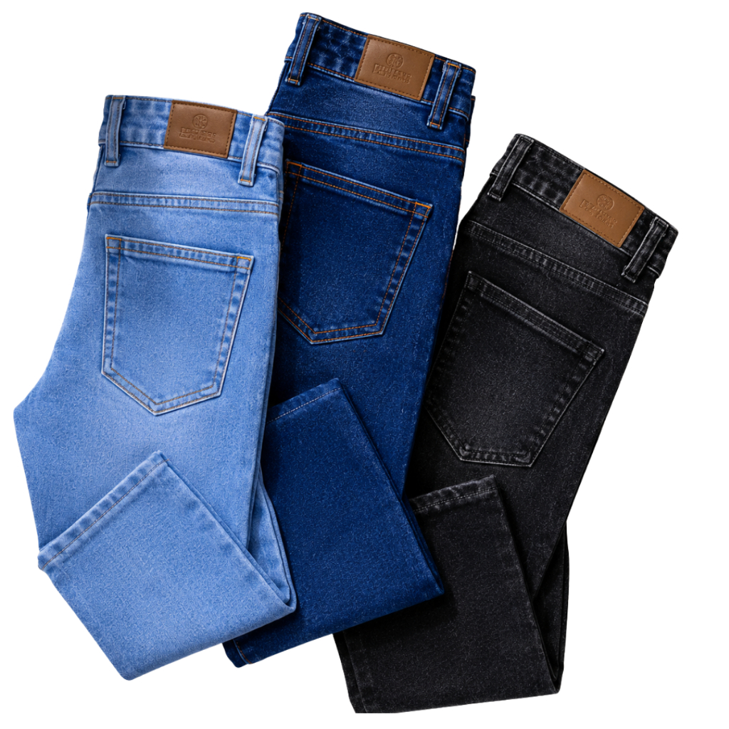 Kit 3 Calças Jeans Masculina Juvenil Adolescente Menino Regulador Escola Passeio Criança 10 - 16