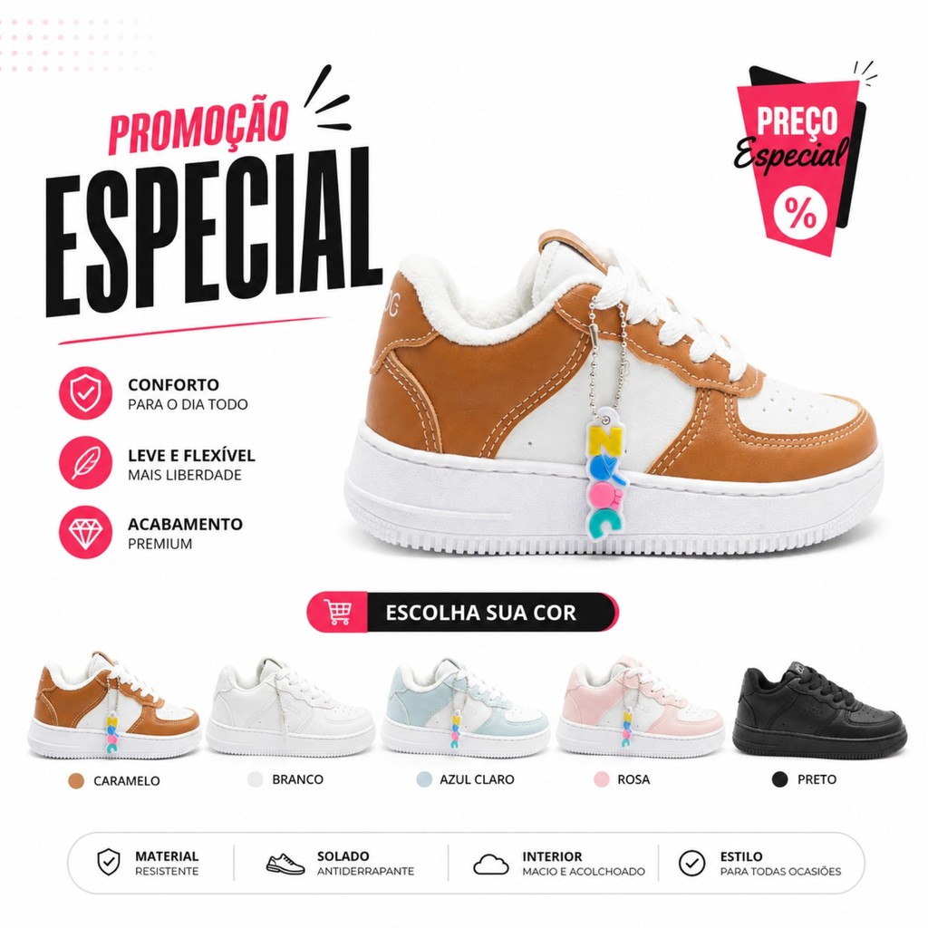 Tênis Infantil Masculino Urbano com Cadarço Visual Jovem Para Escola e Lazer