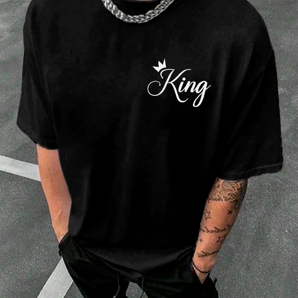 T Shirt King Colorida Larga Lisa Plus Size Blusa Elegant Style Cartoon Sweet Heart Delicate Fancy Emot