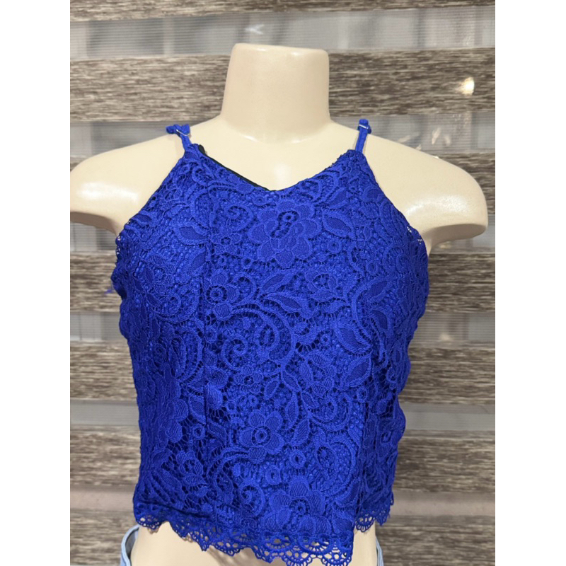 Cropped Renda Azul Royal Delicate – Elegante & Feminino