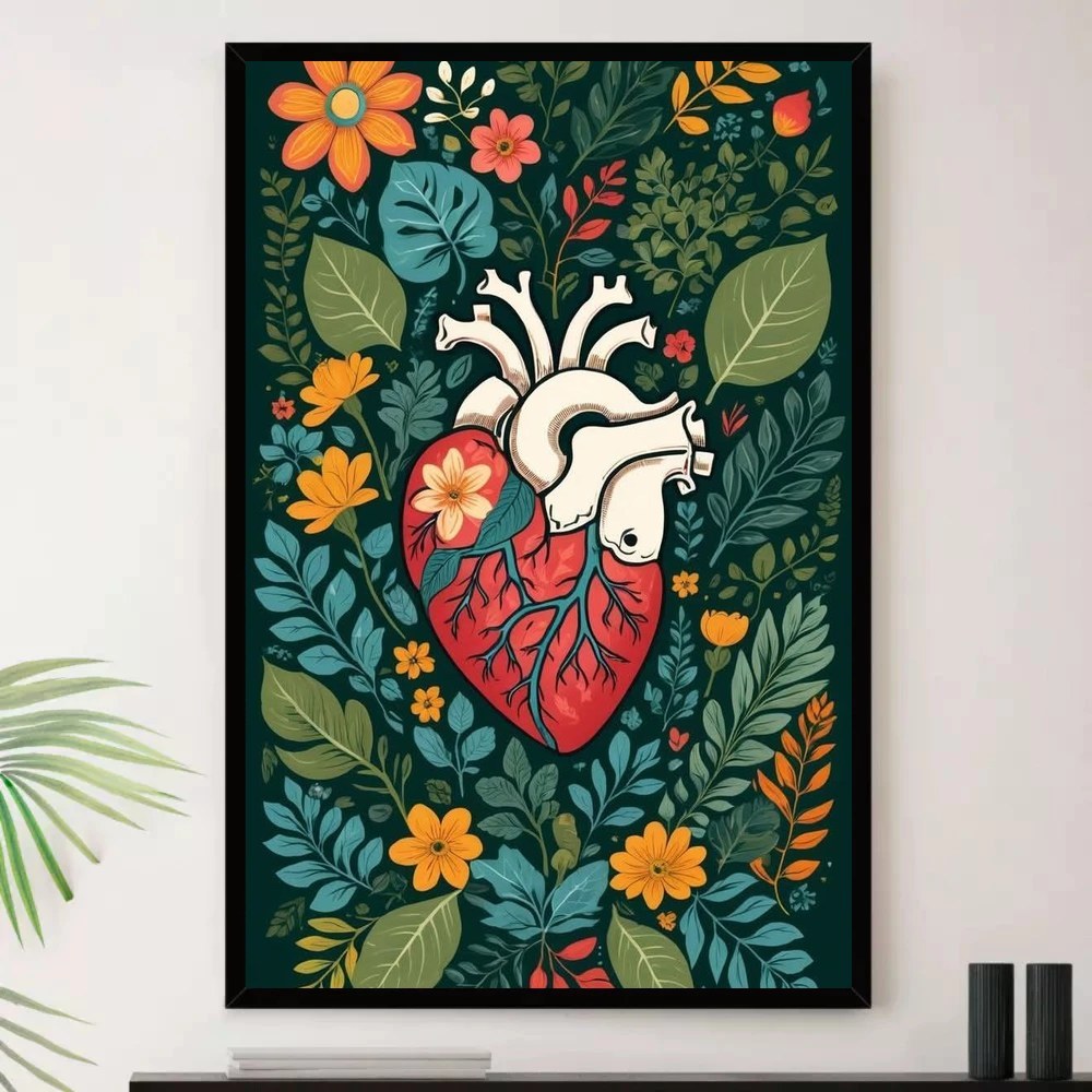 Quadro Placa Decorativa Arte de Alto Contraste Formas Orgânicas em Verde e Preto