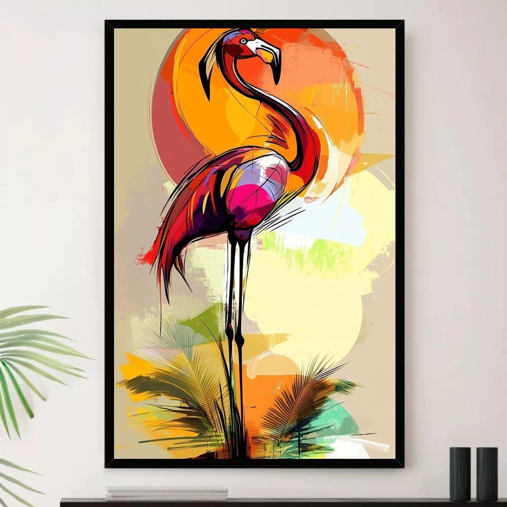 Quadro Placa Decorativa Composição Vibrante Formas Orgânicas em Bege e Mostarda