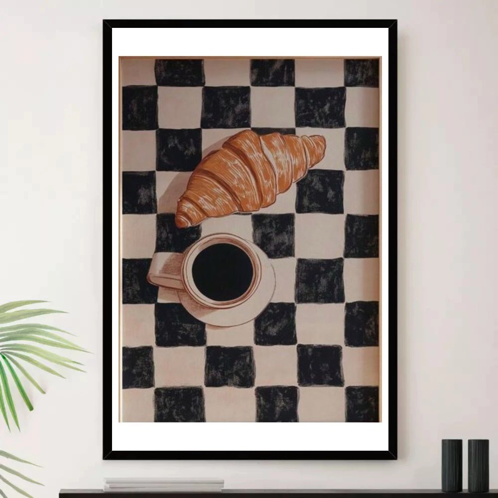 Quadro Placa Decorativa Arte de Alto Contraste Formas Orgânicas em Bege e Preto