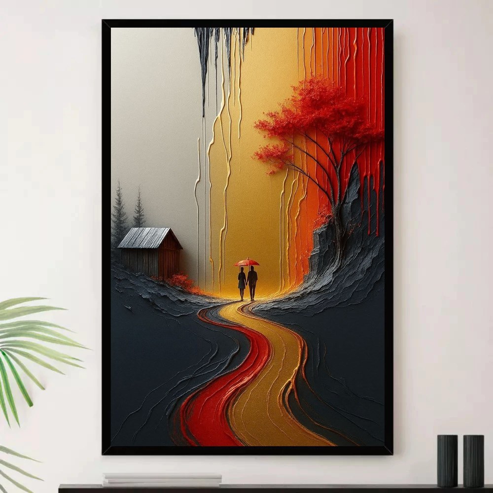 Quadro Placa Decorativa Arte de Alto Contraste Formas Orgânicas em Preto e Bege