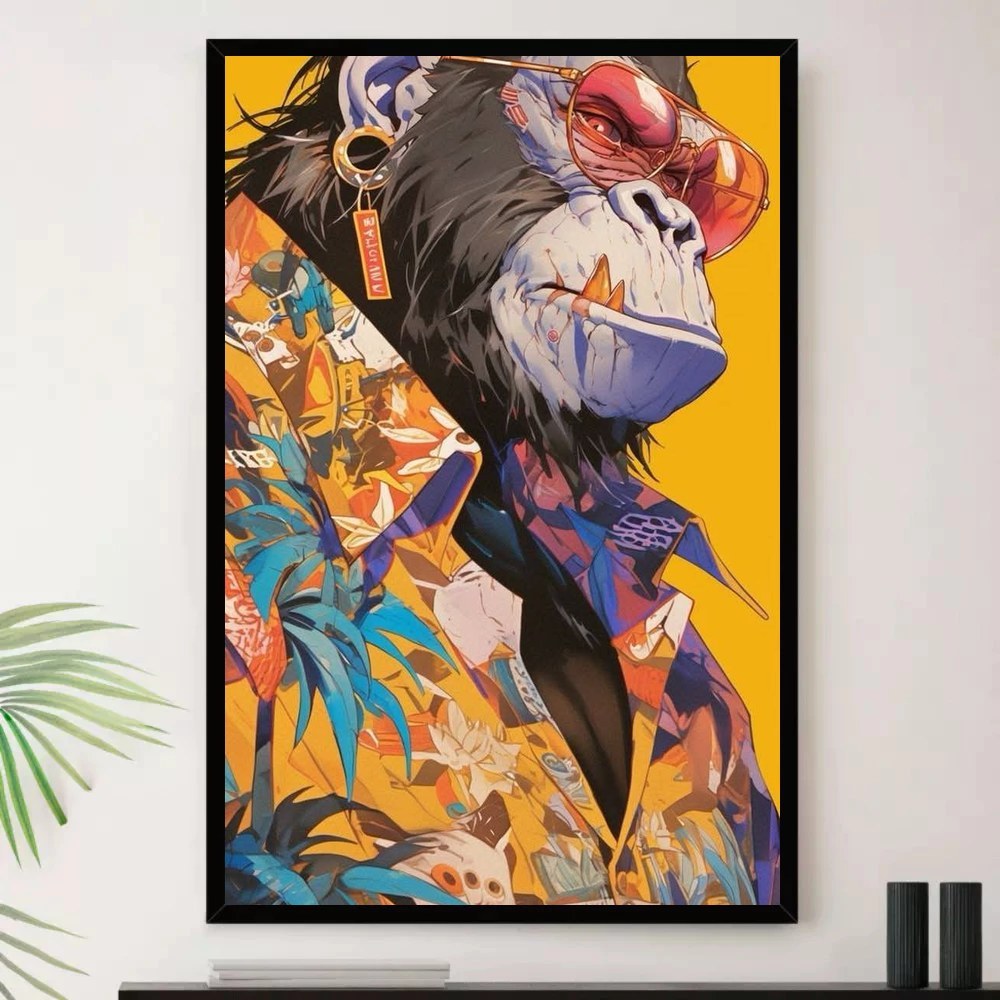 Quadro Placa Decorativa Composição Vibrante Formas Orgânicas em Mostarda e Bege