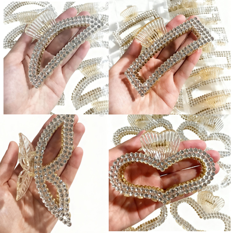 Piranha de Cabelo Luxo Dourados com Strass – Presilhas Garra Brilhantes para Penteados