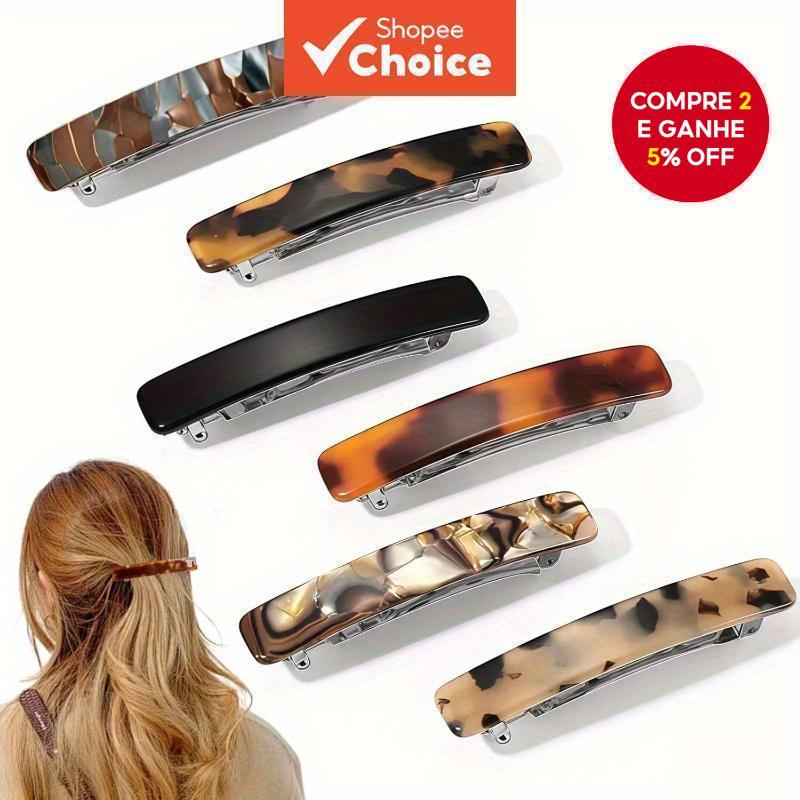 Conjunto De Grampo De Cabelo Colorido Elegante , Garra De Plástico E Forte De 5 Peças , Seguro Confortável Para Mulheres
