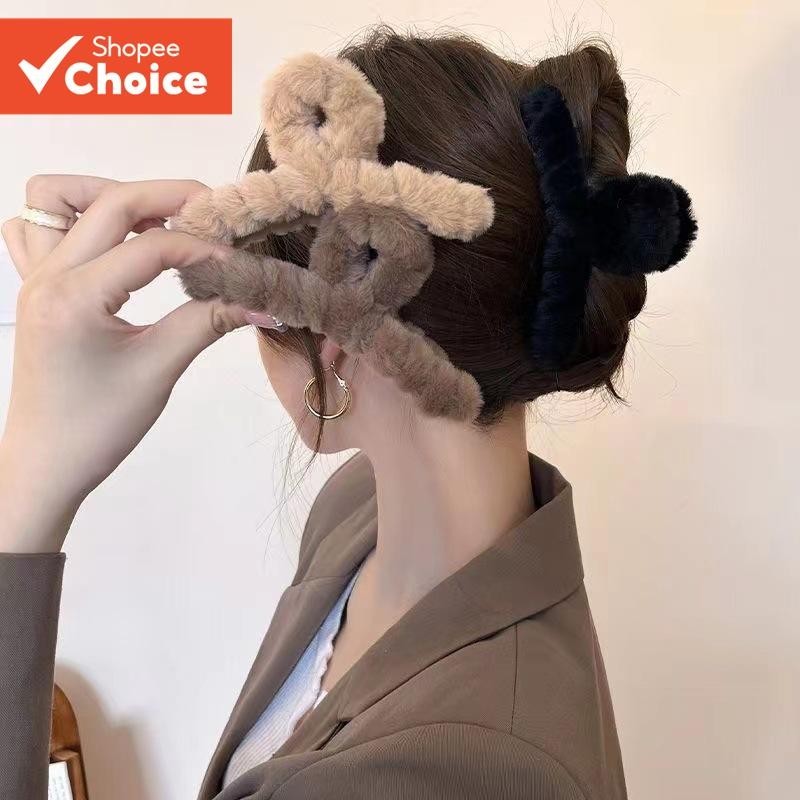 Garra De Cabelo De Pele Sintética De Inverno – Clipe Seguro Luxuoso Para Mulheres E Meninas Estilo Sem Esforço