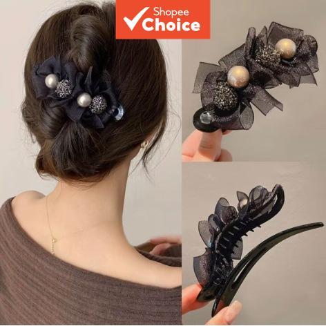 Grampos De Garra De Cabelo Com Laço De Pérola – 4 Peças Elegantes Grandes Updo Presilha De Noiva Festa De Casamento Para