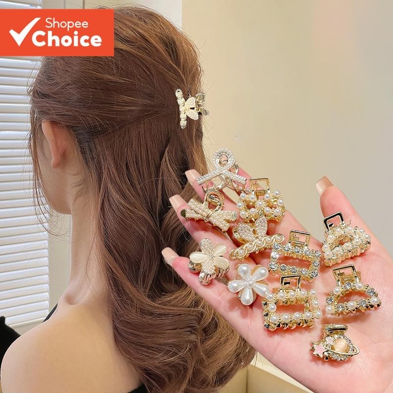Novo Mini Clipe De Garra De Pérola-Meia Cabelo Para Mulheres Pequeno Elegante Grampo Traseiro