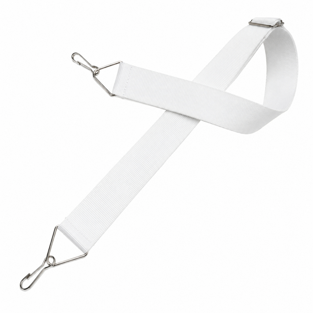 Talabarte Fênix 50mm Branco 2 Ganchos Correia para Instrumentos de Percussão Full