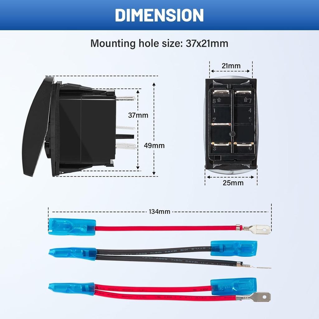 Anina 2PCS Interruptor de Luz LED para Barra de Luz Traseira ON/Off para Polaris UTV Ranger RZR Truck Can-Am Car Boat Ma