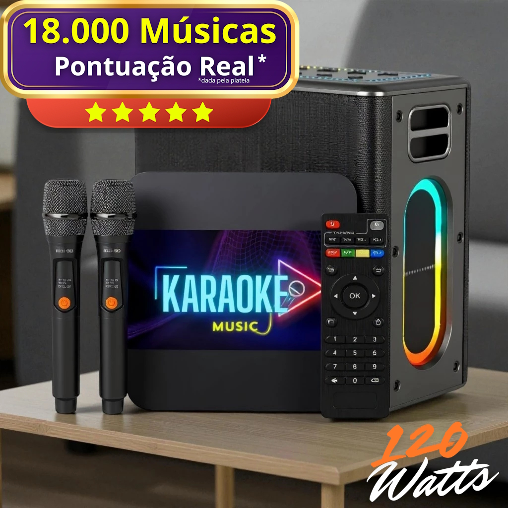 Aparelho Karaoke Jukebox Profissional Pontuação Real e Ajuste Tonalidade + 18.000 Músicas Videoke 4K