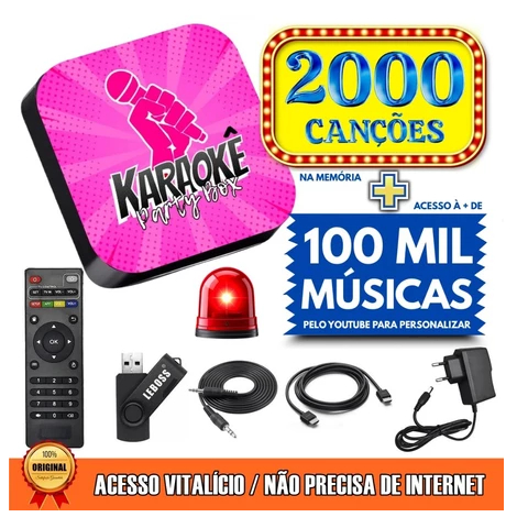 Karaokê Profissional Rosa Com Pontuação + De 2000 Músicas Jukebox (Não Precisa de Internet) ORIGINAL
