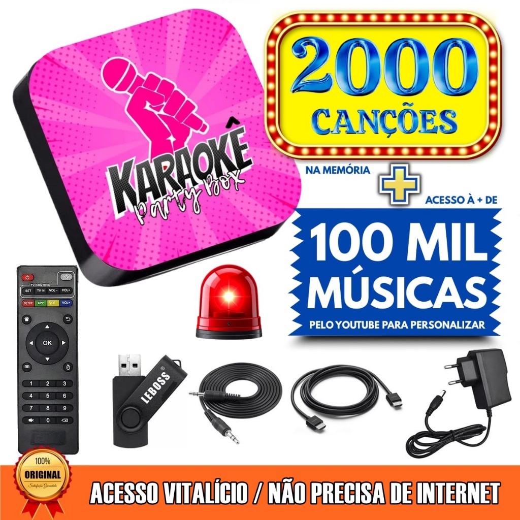 Karaokê Profissional Rosa Com Pontuação +De 2000 Músicas Jukebox (Não Precisa de Internet) ORIGINAL
