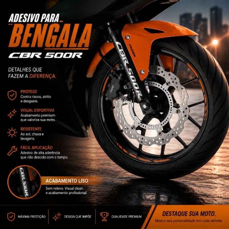 Par Adesivos  Para Bengala e Canela Honda Cbr 500 R