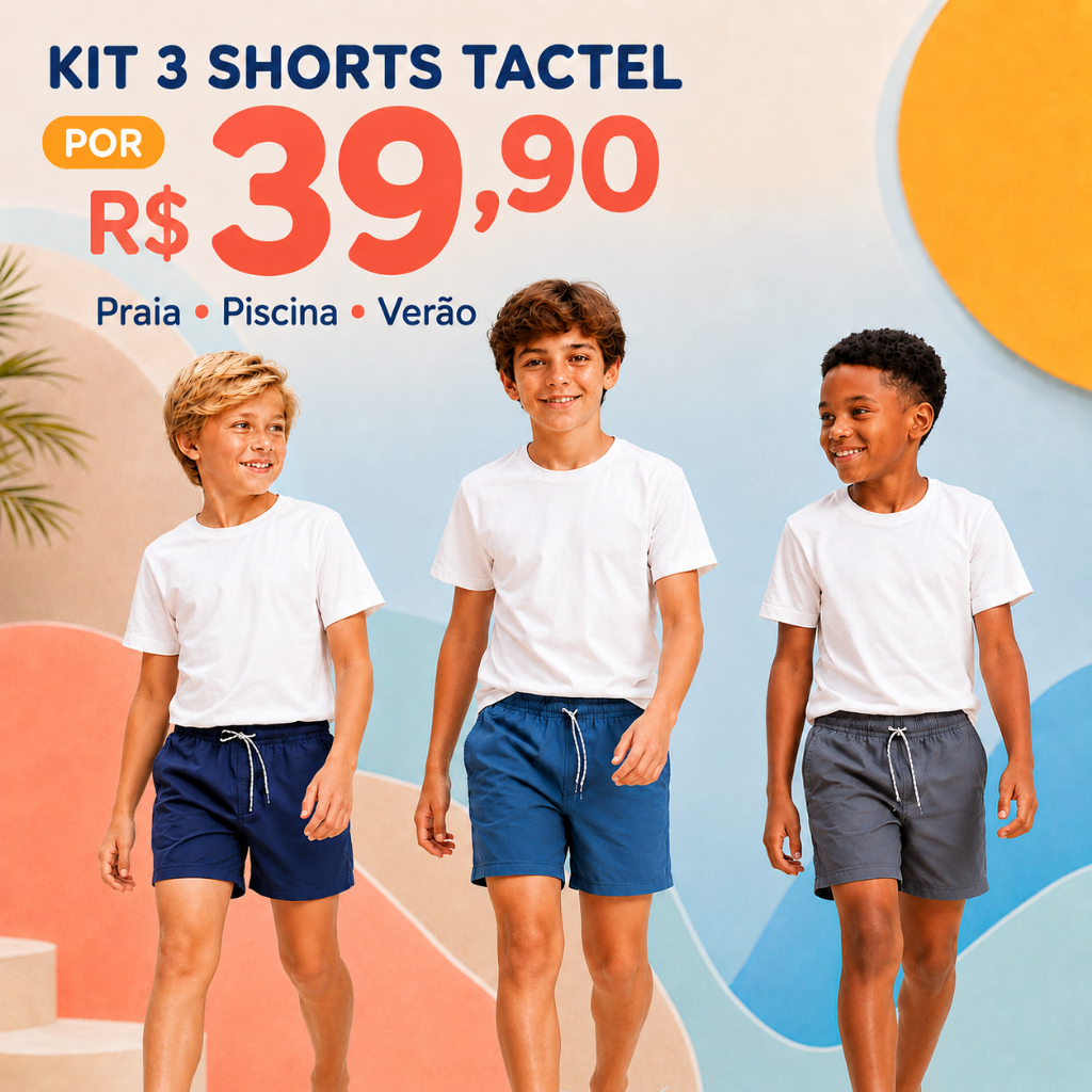 SHORTS BERMUDA TACTEL AJUSTÁVEL COM CORDÃO CINTURA INFANTIL MENINO VERÃO PISCINA PRAIA TAMANHO 10 A 16 ANOS.