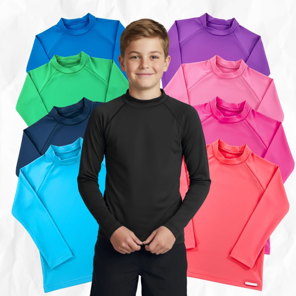 Blusa Camisa Praia Piscina Proteção UV Solar Juvenil 12 Ao 16 anos Verão Lisa Traje de Banho