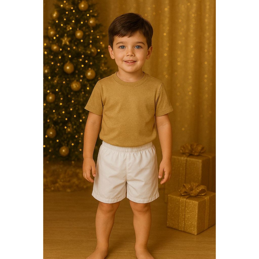 Bermuda Tactel infantil Juvenil Branco Ideal para Festas de Final de Ano Réveillon Shorts Praia Piscina Masculina