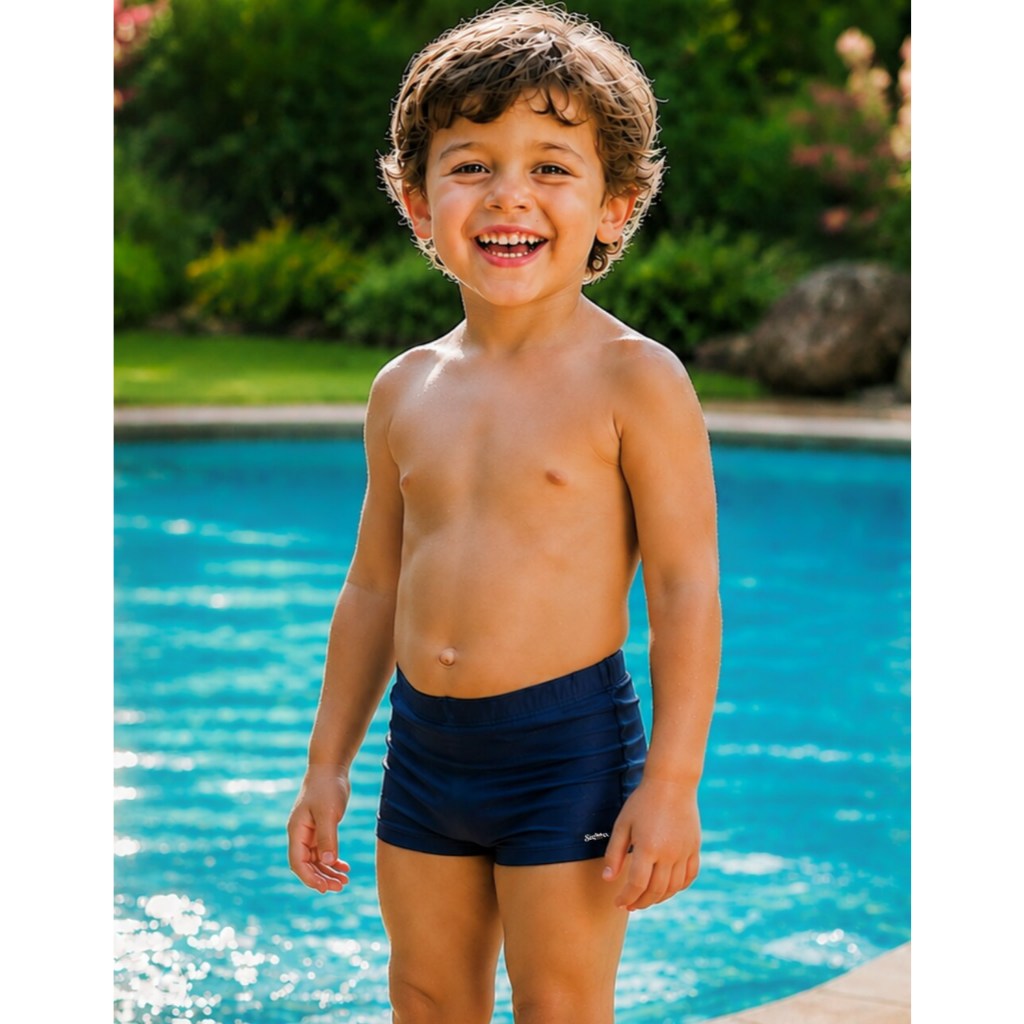 Sunga Box Infantil Juvenil Masculino Bebe Estampada Lisa 2a16 Anos Proteção Uv50 Moda Praia Natação
