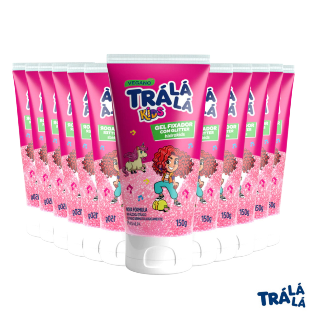 Kit 12 Gel Fixador com Glitter Infantil Trá Lá Lá Kids 150g cada