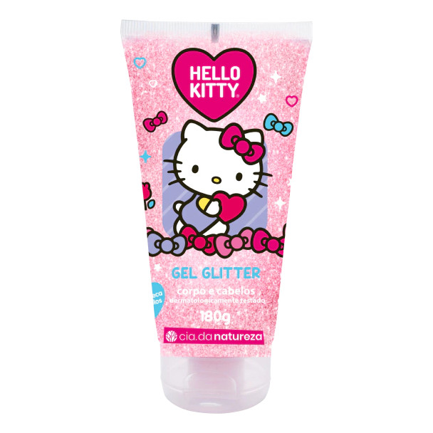 Gel Fixador Infantil Com Glitter Corpo E Cabelo Hello Kitty