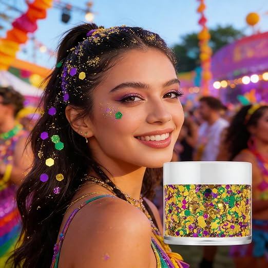 O Carnaval Glitter Gel Para Corpo , Rosto , Cabelo , Lábios E Roupas , Lantejoulas Festival , Decorações De Fantasias De