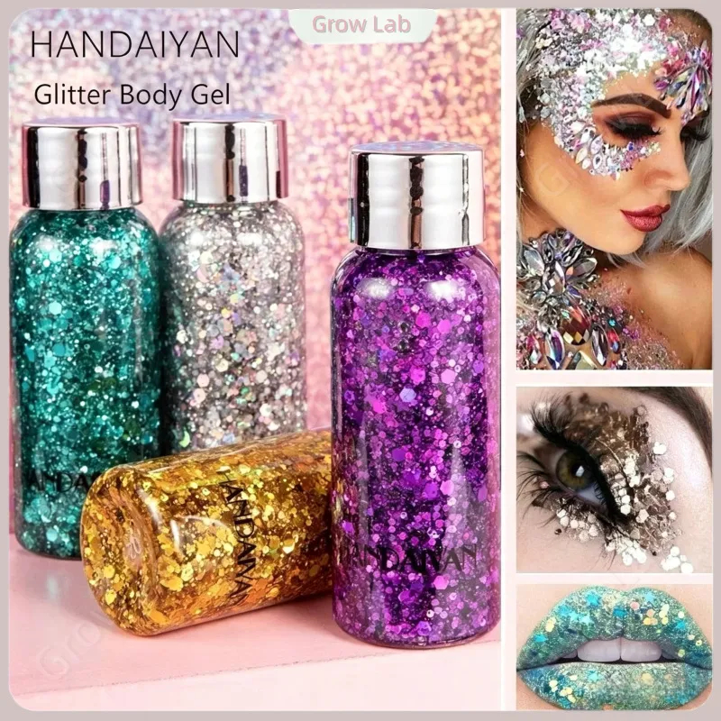 Gel Glitter Grande Lantejoulas Rosto Corpo Cabelo, Maquiagem Palco Carnaval
