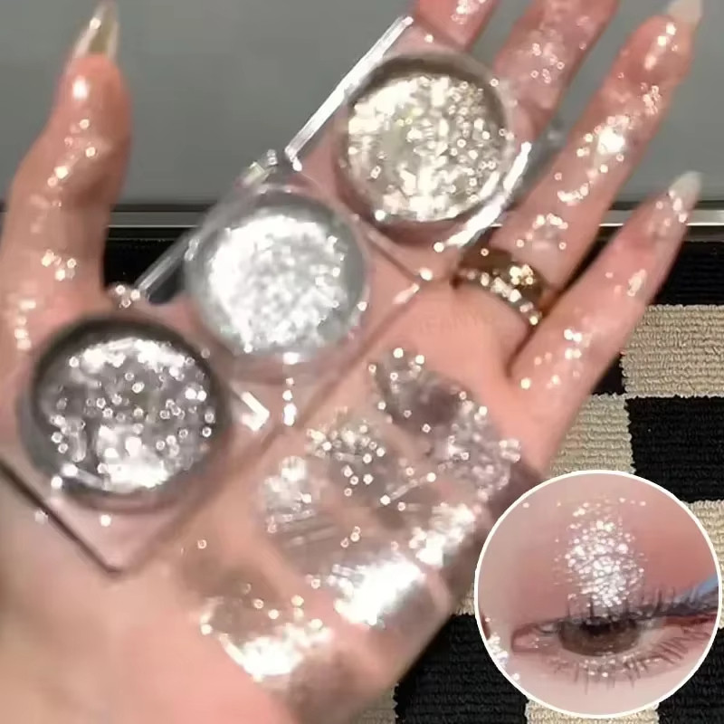 Sombra Em Gel Líquido Pérola Glitter Corpo Iluminador Monocromático Diamante Shimmer Bicho Da Seda Iluminar Lantejoulas