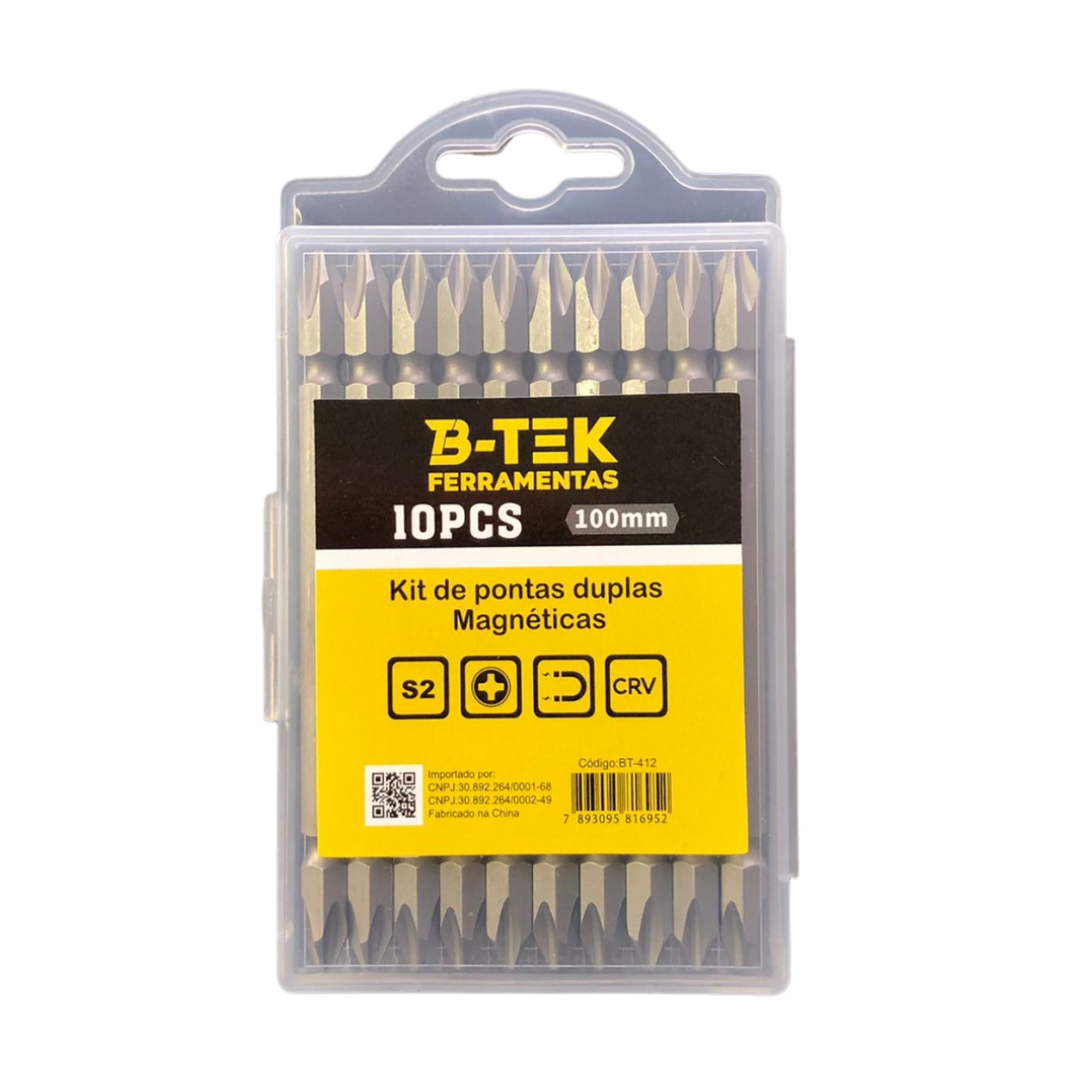 Kit 10 Ponteiras Ph2 100mm Ponta Dupla Magnética Aço