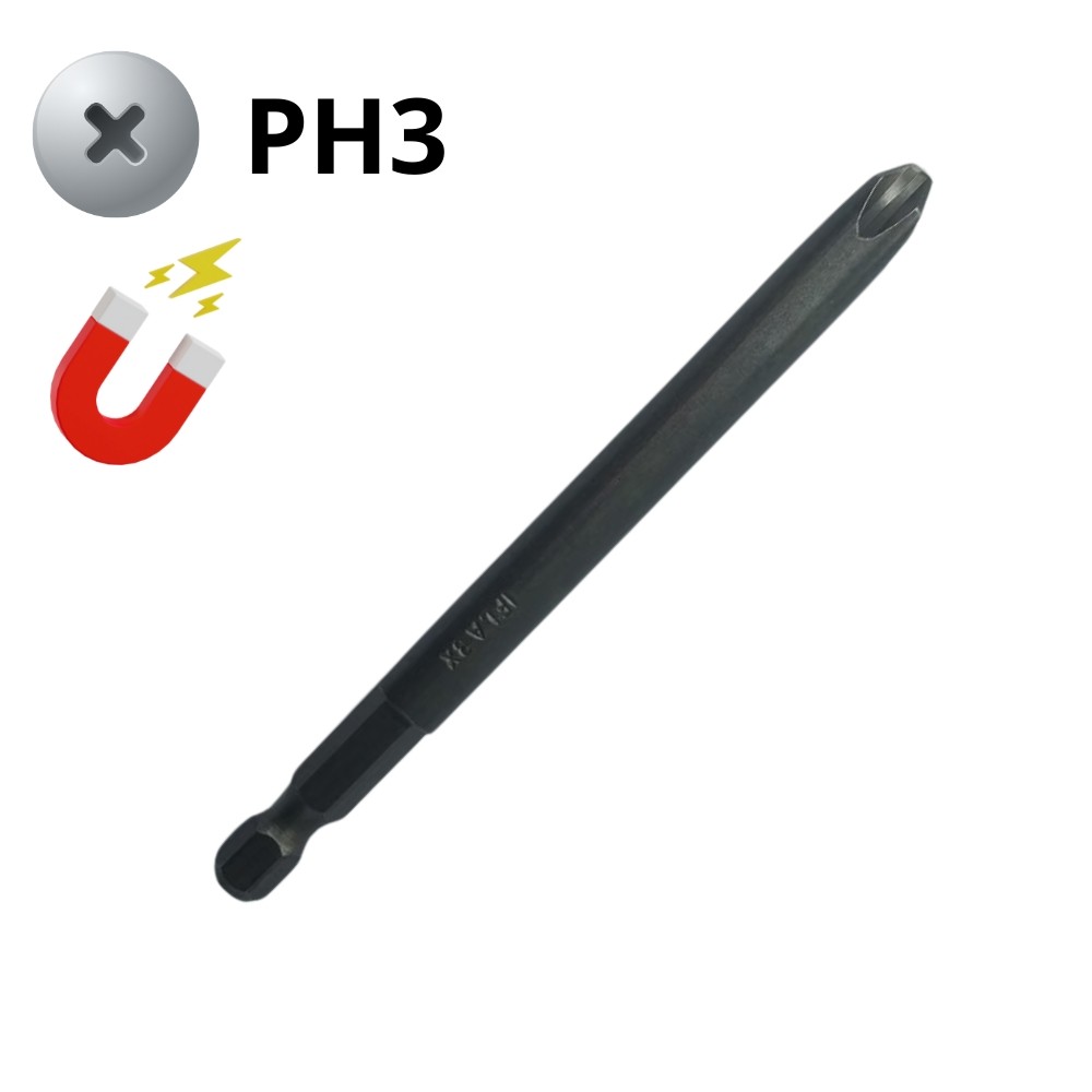 Bits Phillips Longo para Parafusadeira PH3 100mm Ponteira Magnética E6283100 - IFLA