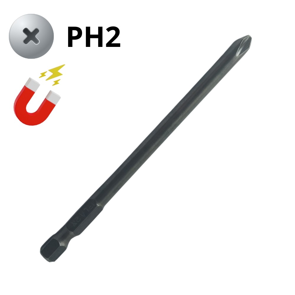 Bits Phillips para Parafusadeira PH2 100mm Ponteira Magnética E6282100 - IFLA