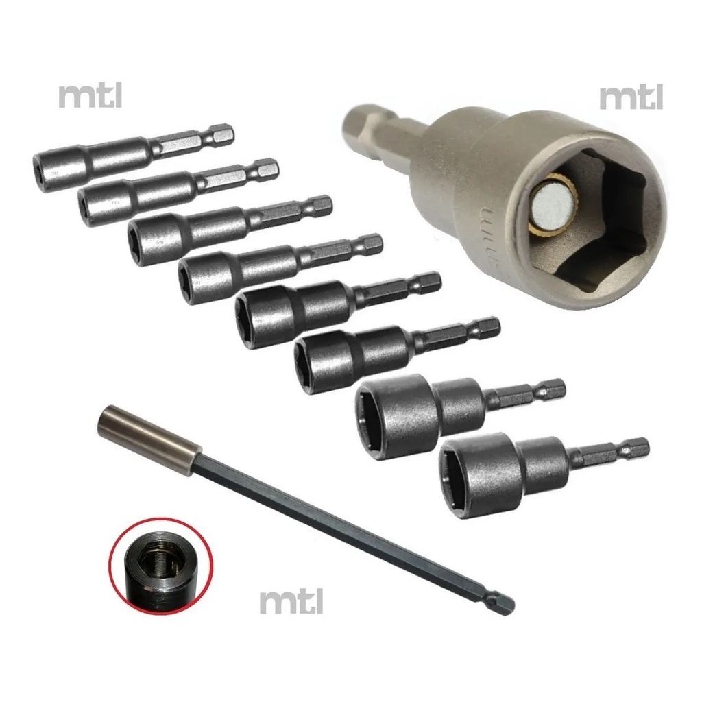 Bits Canhão 6 7 8 10 11 12 13 14 Suporte Magnetico 1/4 100mm