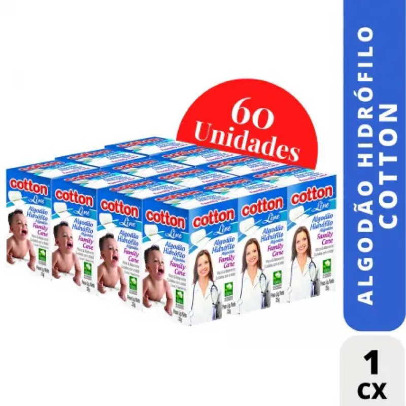 Algodão Hidrófilo Cotton Line Family Care Cx C/60 Uni Full