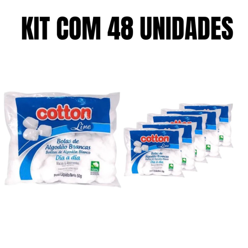Algodão Bola Cotton Line Macio 48 Pacotes 50g Full