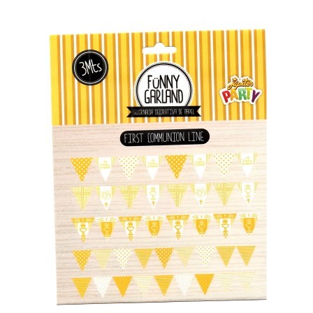 Varal  Bandeira de Papel Girl Line First Communion Line 3 Metros Amarelo
