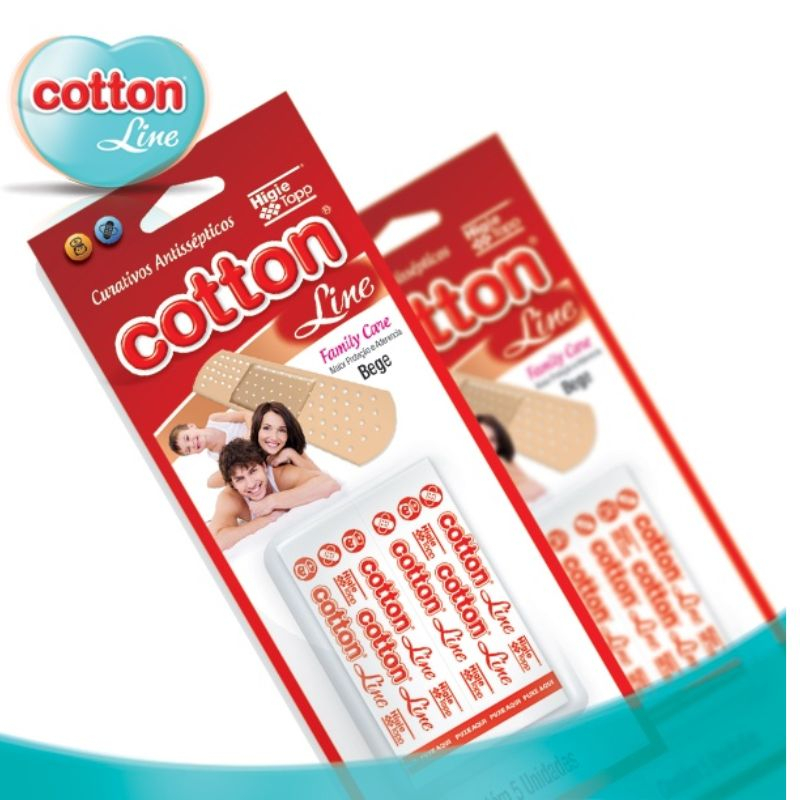 Curativos Antissepticos Cotton Line - 1 Caixa 5 Unidades Band Aids Bege