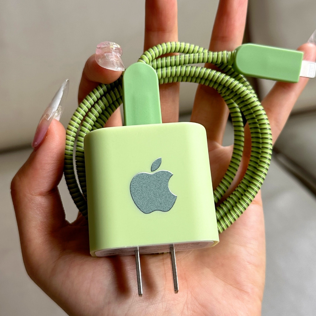Capa Protetora Para Carregador De iPhone Matcha Green 18W/20W , Cabo De Carregamento À Prova De Quebra , Enrolador De
