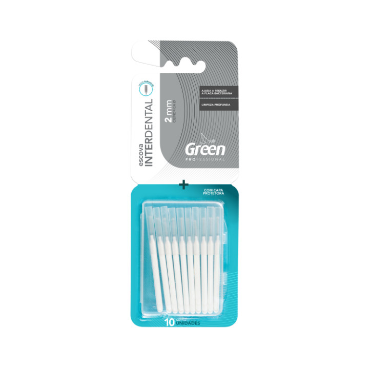 Interdental Pró Cilíndrica 2mm Cabo Reto - Green