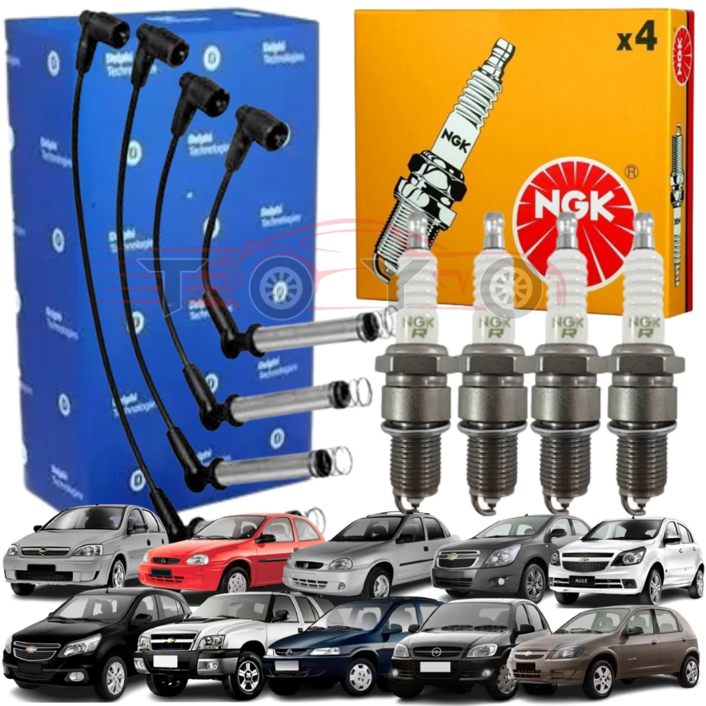 Kit Jogo Cabo E Vela De Ignição Original Corsa Celta Agile Cobalt Classic (GREEN PLUG)