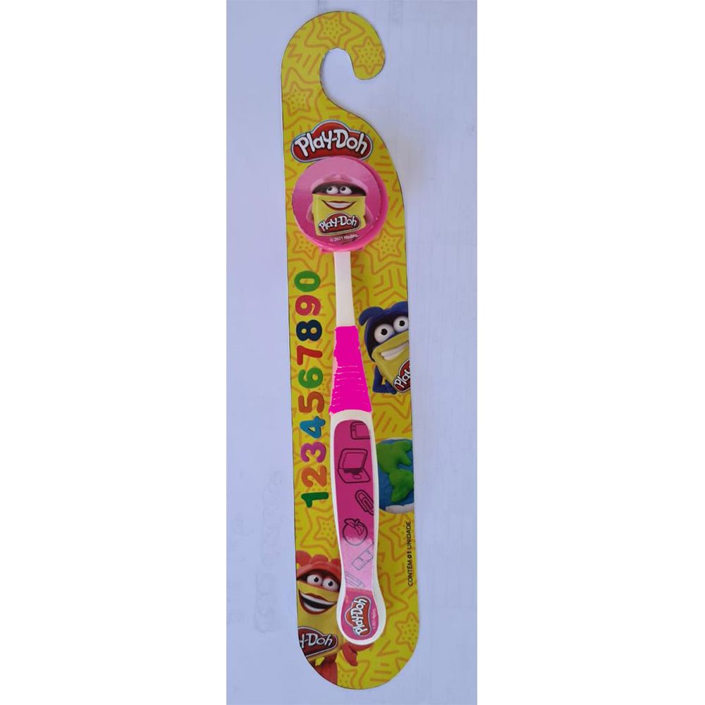 Escova de Dentes Infantil - Play Doh com Capa Protetora de Cerdas, Cabo Anatômico - Green